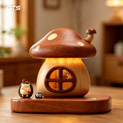 Wooden Mushroom House Night Light