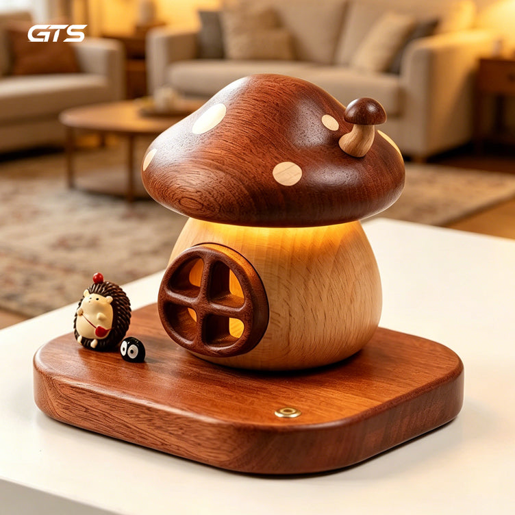 Wooden Mushroom House Night Light